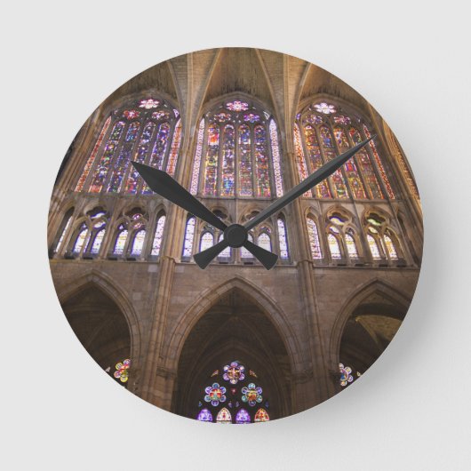 Catedral de Leon, binnenglas met gekleurd glas Ronde Klok (Voorkant)