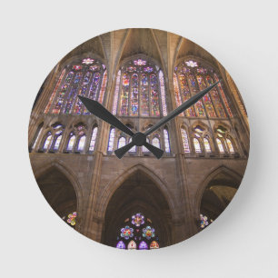 Catedral de Leon, binnenglas met gekleurd glas Ronde Klok