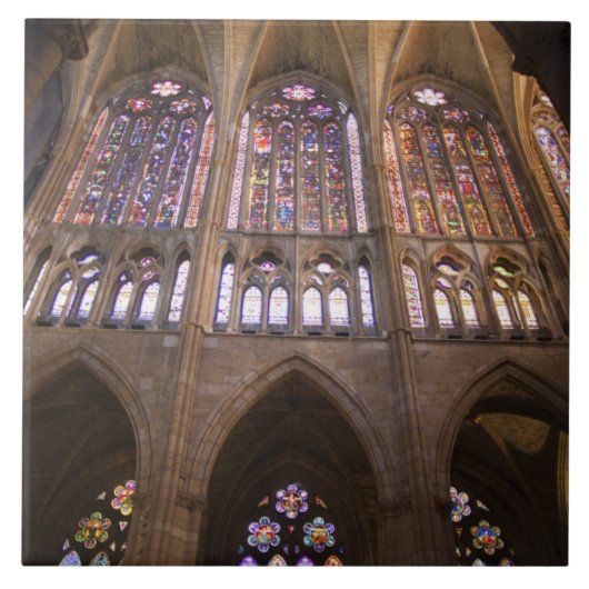 Catedral de Leon, binnenglas met gekleurd glas Tegeltje (Voorkant)