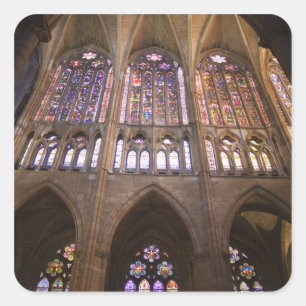 Catedral de Leon, binnenglas met gekleurd glas Vierkante Sticker