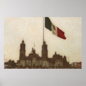 Catedral en el Zocalo del DF con la Bandera 12 Poster (Voorkant)