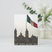 Catedral en el Zocalo del DF & la Bandera Mexicana Briefkaart (Staand voorkant)