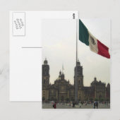 Catedral en el Zocalo del DF & la Bandera Mexicana Briefkaart (Voorkant / Achterkant)