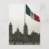 Catedral en el Zocalo del DF & la Bandera Mexicana Briefkaart (Voorkant)