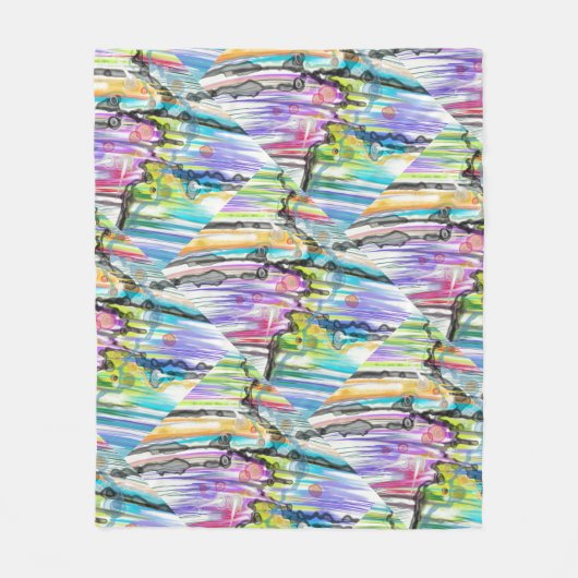 CATEGORIE FIVEERT ABSTRACT KUNSTONTWERP FLEECE DEKEN (Voorkant)