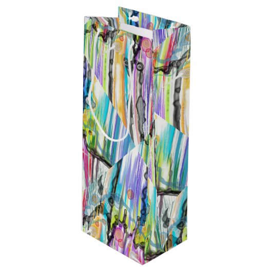 CATEGORIE FIVEERT ABSTRACTE ART DES Gift Bag Wijn Cadeautas (Voorkant Gekanteld)