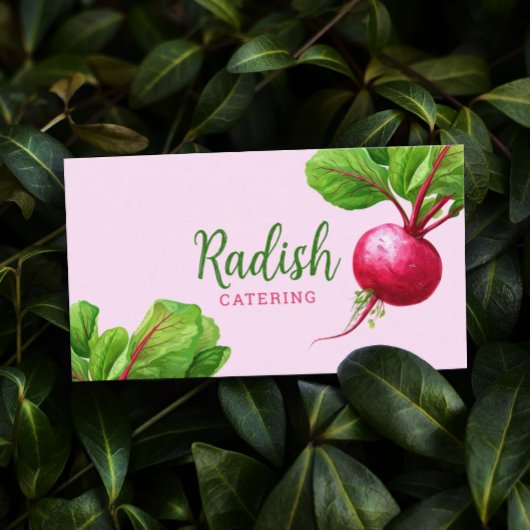 Cateraar Chef moderne roze en groene waterverf Visitekaartje