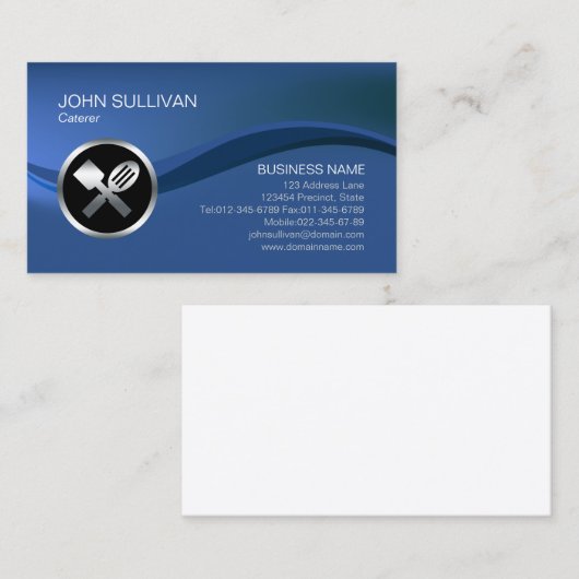 Cateraar Voedsel Chrome Spatel Icoon Visitekaartje (Voorkant / Achterkant)