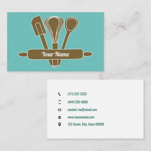  caterbakker blauwgroen v2 visitekaartje (Voorkant / Achterkant)