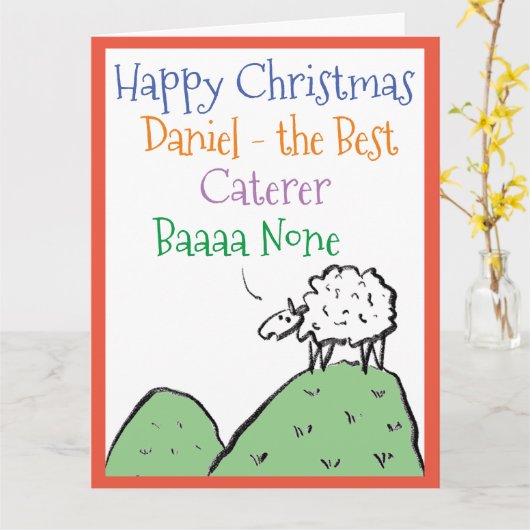 Caterer Happy Kerstmis Kaart (Gele Bloem)