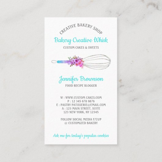 Caterer Whisk logo pastry boho Visitekaartje (Achterkant)