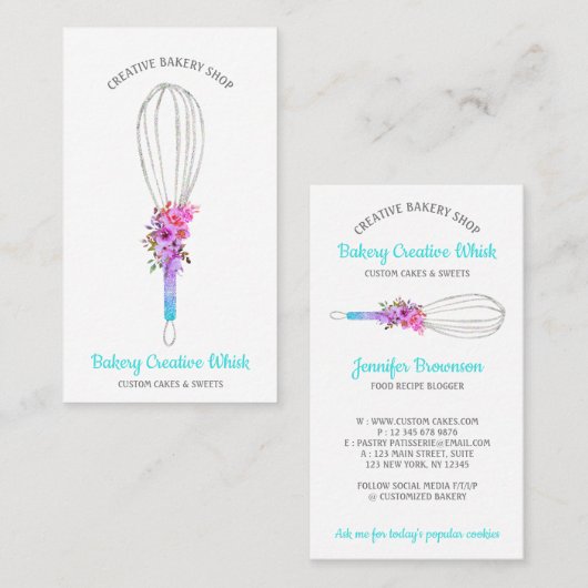 Caterer Whisk logo pastry boho Visitekaartje (Voorkant / Achterkant)