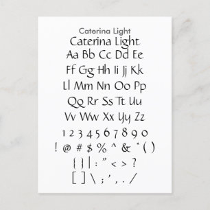 Caterina Light - Zazzle Font Sampler Sheet Briefkaart
