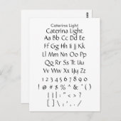 Caterina Light - Zazzle Font Sampler Sheet Briefkaart (Voorkant / Achterkant)