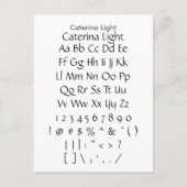 Caterina Light - Zazzle Font Sampler Sheet Briefkaart (Voorkant)