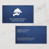 Catering | Achtergrond blauw leder Visitekaartje (Voorkant / Achterkant)