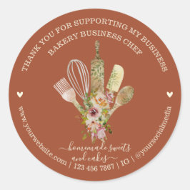 Catering Bakery Chef Rustic terracotta Ronde Sticker