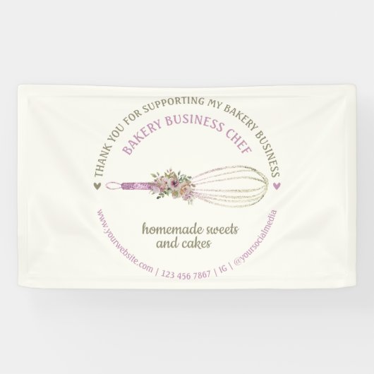 Catering Bakkerij Chef Glitter Gardeerbloem Bedank Spandoek (Horizontaal)