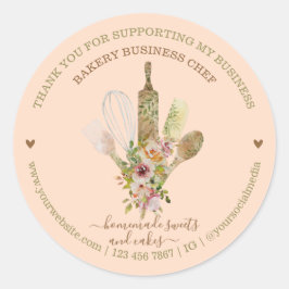 Catering Bakkerij Chef Landelijk Blush Roze Ronde Sticker