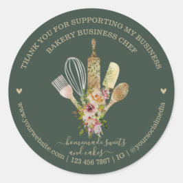 Catering Bakkerij Chef Landelijk Eucalyptus salie  Ronde Sticker