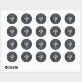 Catering Bakkerij Chef Rustic Eucalyptus navy boho Ronde Sticker (Vel)