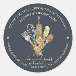 Catering Bakkerij Chef Rustiek Eucalyptus marine b Ronde Sticker