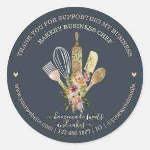Catering Bakkerij Chef Rustiek Eucalyptus marine b Ronde Sticker