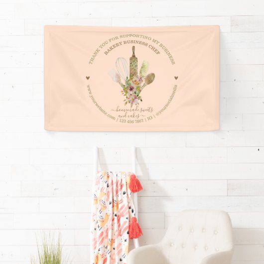 Catering Bakkerij Chef Rustiek Roze Spandoek (Insitu)