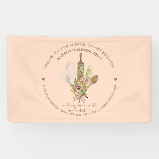 Catering Bakkerij Chef Rustiek Roze Spandoek (Horizontaal)