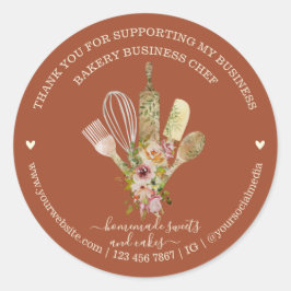Catering Bakkerij Chef Rustiek terracotta Ronde Sticker