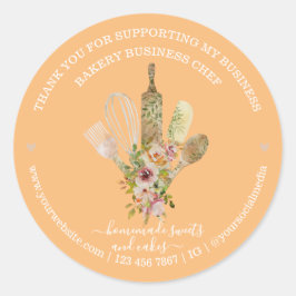 Catering Bakkerij Chef Rustieke Eucalyptus Patroon Ronde Sticker