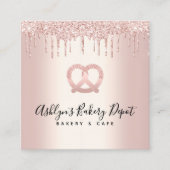 Catering Bakkerij Gebak Chef Roos Goud Glitter Dri Vierkante Visitekaartje (Voorkant)