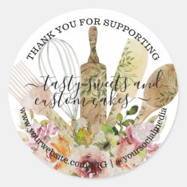 Catering Bakkerij Keuken Rustieke Eucalyptus Bloem Ronde Sticker