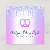 Catering bakkerij Schuif Paarse glitter-riemen Vierkante Visitekaartje (Voorkant)