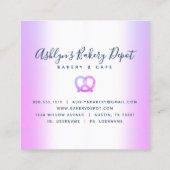 Catering bakkerij Schuif Paarse glitter-riemen Vierkante Visitekaartje (Achterkant)