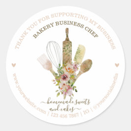 Catering Banketbakker Chef Rustiek Eucalyptus Patr Ronde Sticker