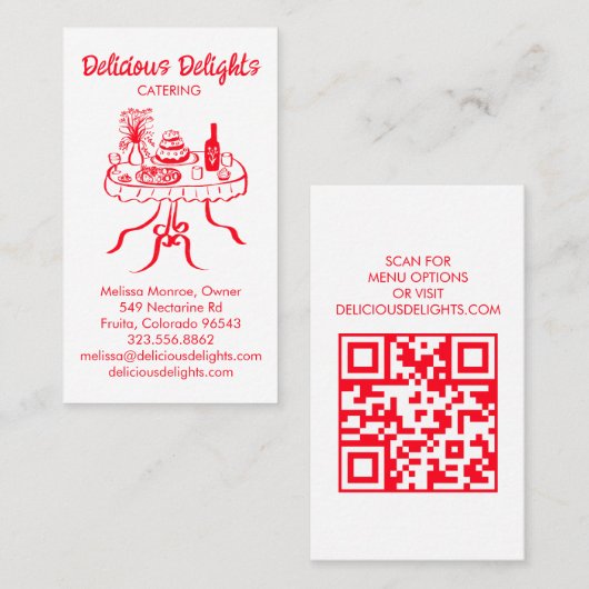 Catering Chef Event Planning Food Prep CUSTOM QR Visitekaartje (Voorkant / Achterkant)