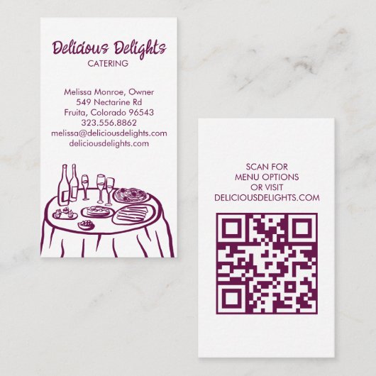 Catering Chef Event Planning Food Prep CUSTOM QR Visitekaartje (Voorkant / Achterkant)