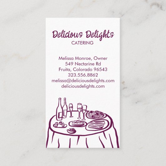 Catering Chef Event Planning Food Prep CUSTOM Visitekaartje (Voorkant)