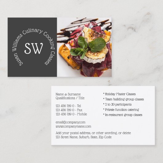 Catering chef professionele foto van DIY-kookklass Visitekaartje (Voorkant / Achterkant)