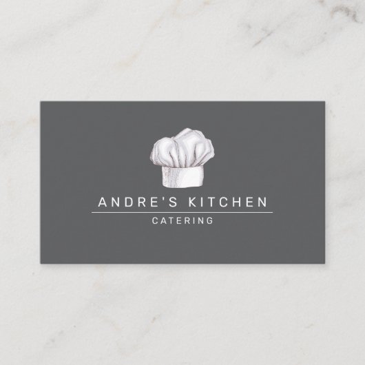 Catering Culinaire Waterverf Chef's Pet Grijs Visitekaartje (Voorkant)