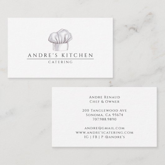 Catering Culinaire Waterverf Chef's Pet Visitekaartje (Voorkant / Achterkant)