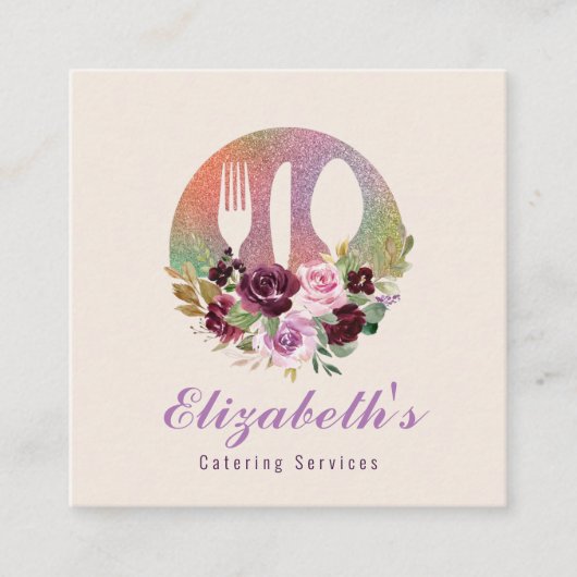 Catering floral logo visitekaartje (Voorkant)