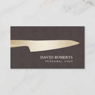 Catering Gold Chef Knife Donker bruin leder Visitekaartje