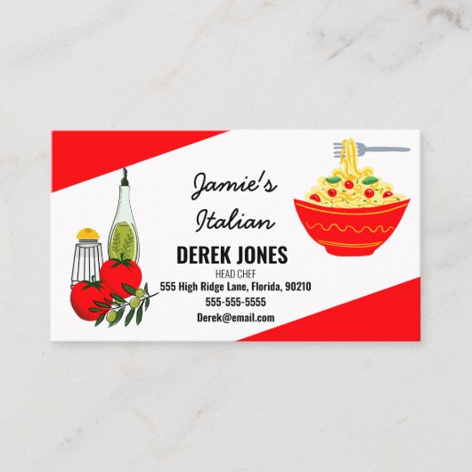 catering in de Italiaanse resturale spaghetti Visitekaartje (Voorkant)