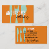 Catering Modern sinaasappel en blauwgroen op maat Visitekaartje (Voorkant / Achterkant)