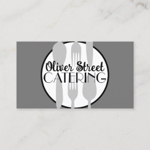 Catering of café Bold Modern chique grijs en wit Visitekaartje