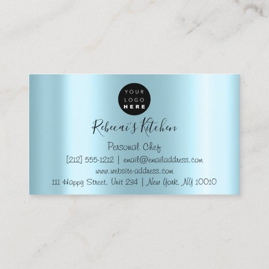 Catering Personal Chef Kitchen Aqua Blue Drip Visitekaartje (Achterkant)