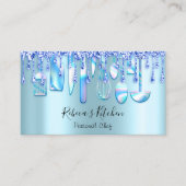 Catering Personal Chef Kitchen Aqua Blue Drip Visitekaartje (Voorkant)