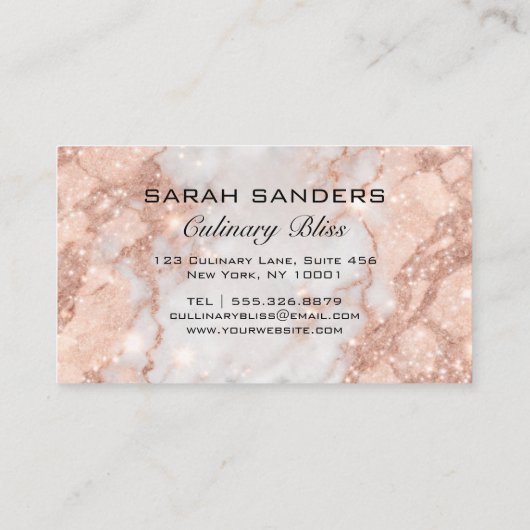 Catering Personal Chef Kitchen Gold Pink  Visitekaartje (Achterkant)